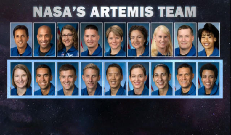 The eighteen astronauts — nine men and nine women — who have been selected to begin training for NASA's upcoming Artemis missions to the moon. Image: CBS