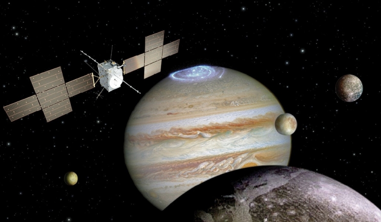 Artist’s impression depicting the JUICE spacecraft.