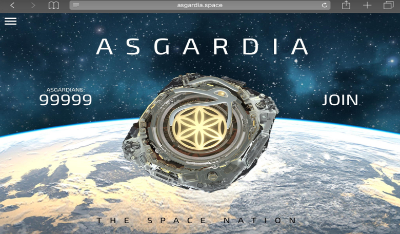 Image of Asgardia website showing number of citizens who have signed up to be Asgardians