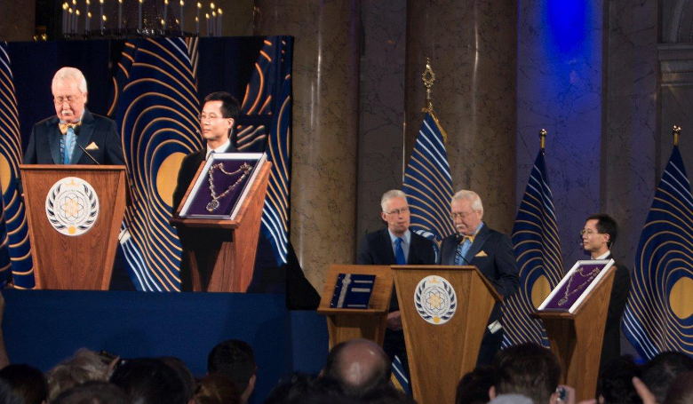 Lembit Opik, Dr Igor Ashurbeyli and Professor Yun Zhao at the inauguration of Asgardia’s first Head of Nation. 