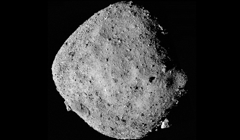 This mosaic image of asteroid Bennu is composed of 12 PolyCam images collected on 2 December by the OSIRIS-REx spacecraft from a range of 24 kilometres. Image: NASA/Goddard/University of Arizona