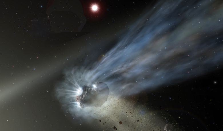 An artist’s depiction of a comet and a red dwarf. Adapted from an image by NASA / SOFIA / Lynette Cook / Sci-News.com.