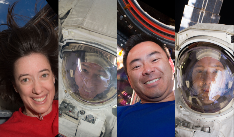 Pictured from left are NASA astronauts Megan McArthur and Shane Kimbrough, JAXA astronaut Akihiko Hoshide and ESA astronaut Thomas Pesquet. Image: NASA