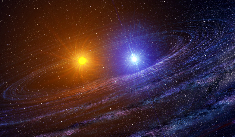 An artist's conception of a binary star system. Image: NASA/Casey Reed