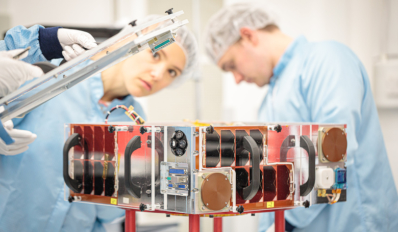 ELSA-d Target satellite during final assembly at SSTL. Image: SSTL/Kathryn Graham