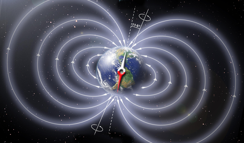 Schematic illustration of Earth's magnetic field. Image: Peter Reid, The University of Edinburgh, NASA