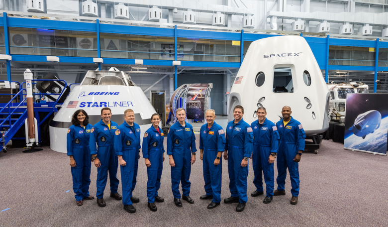 Meet the astronauts set to become NASA's first Commercial Crew. From left to right: Sunita Williams, Josh Cassada, Eric Boe, Nicole Mann, Christopher Ferguson, Douglas Hurley, Robert Behnken, Michael Hopkins and Victor Glover. Image: NASA