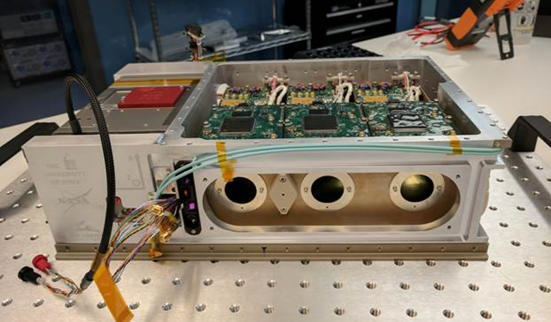 The HaloSat CubeSat getting prepped before its journey to the ISS. The CubeSat has recently launched from the ISS ready to start the mammoth task of finding the missing matter in the Universe. Image: University of Iowa