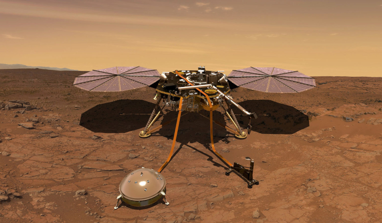 An artist's concept of NASA's InSight lander on Mars. Image: NASA/Jet Propulsion Laboratory-Caltech