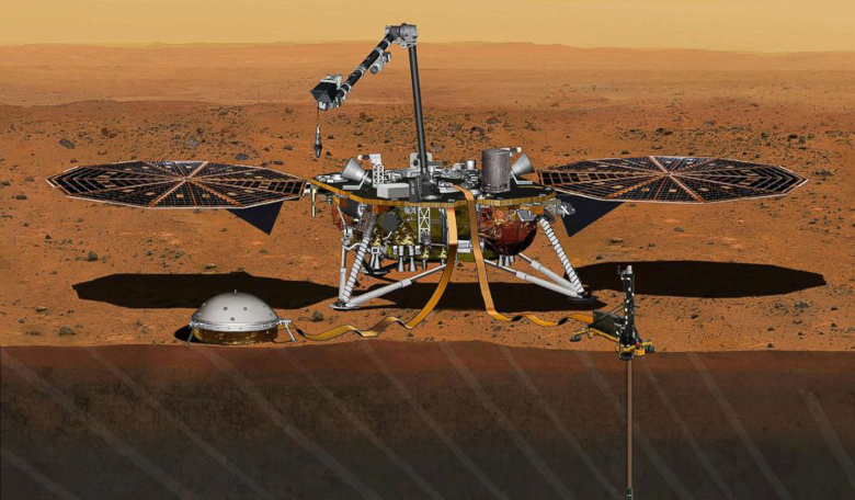 An artists impression of InSight on Mars. Image: NASA