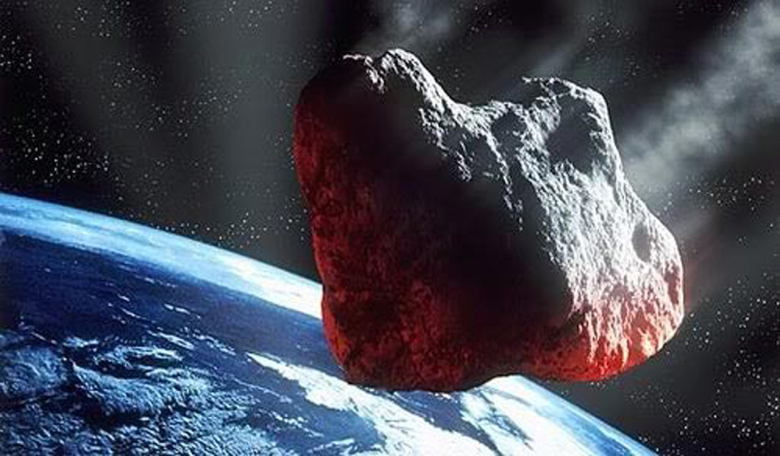 An artist's illustration of a large asteroid headed for Earth. Image: ESA