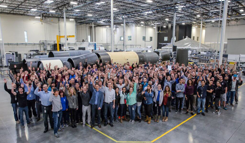 A group photo of the LauncherOne team. Image: Virgin Galactic