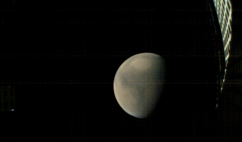 MarCO-B took this image as it approached Mars from about 575,000 kilometres (357,300 miles) to 18,000 kilometres (11,200 miles) away, just before NASA's InSight spacecraft landed on Mars on 26 Nov, 2018. 