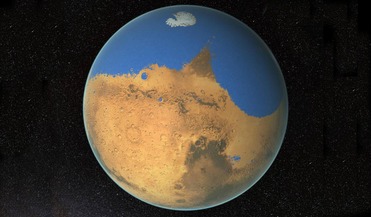 Arabia shoreline, Deuteronilus shoreline, mars, Tharsis volcanic plateau, volcanic outgassing