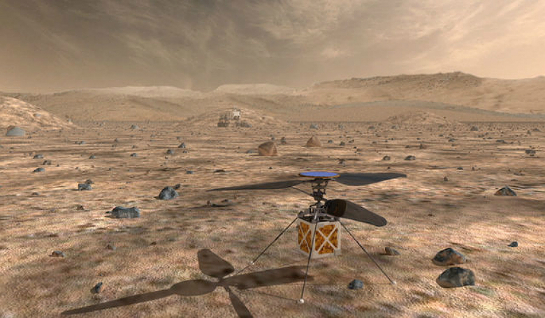 NASA's Mars Helicopter, a small, autonomous rotorcraft, will travel with the agency's Mars 2020 rover, currently scheduled to launch in July 2020, to demonstrate the viability and potential of heavier-than-air vehicles on the Red Planet. Credits: NASA/JPL