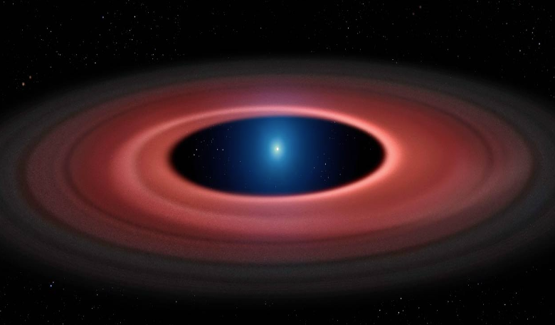 An artist’s impression of a debris disc around a white dwarf. Image credit: Mark Garlick / University of Warwick / ESO / NASA 