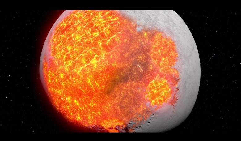 Artist impression of how the Moon might have looked as it was forming. Image: NASA Goddard