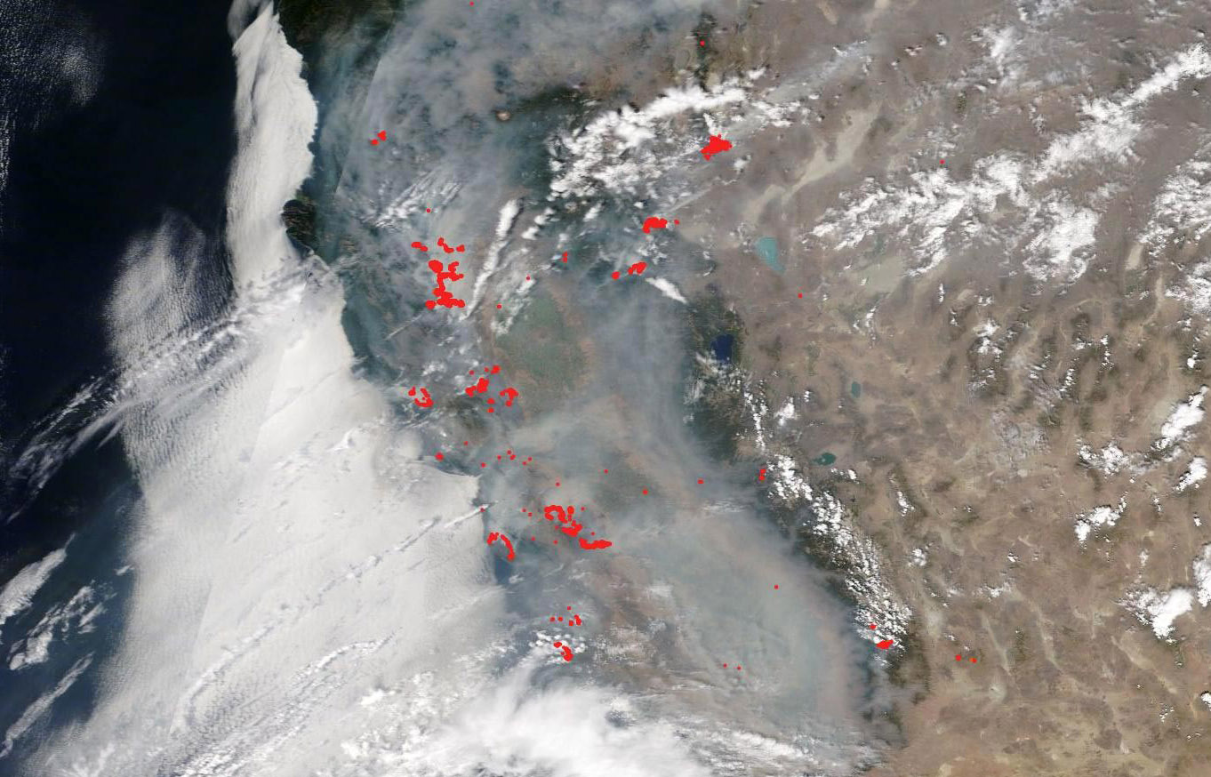 Wildfires over California. (NASA)