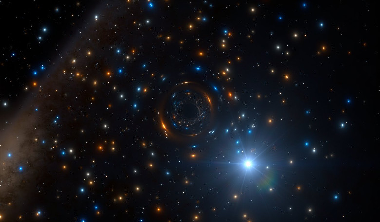 Artist’s impression of the black hole binary system in NGC 3201. Image: ESO