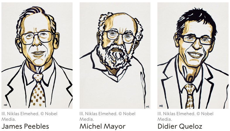 The Nobel Prize in Physics 2019 was awarded to James Peebles, Michel Mayor and Didier Queloz 