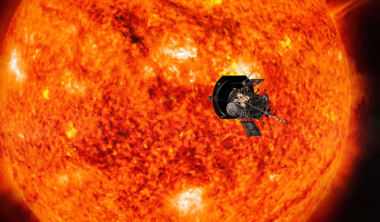 An artists impression of NASA's Parker Solar Probe getting up close to the Sun. Image: NASA