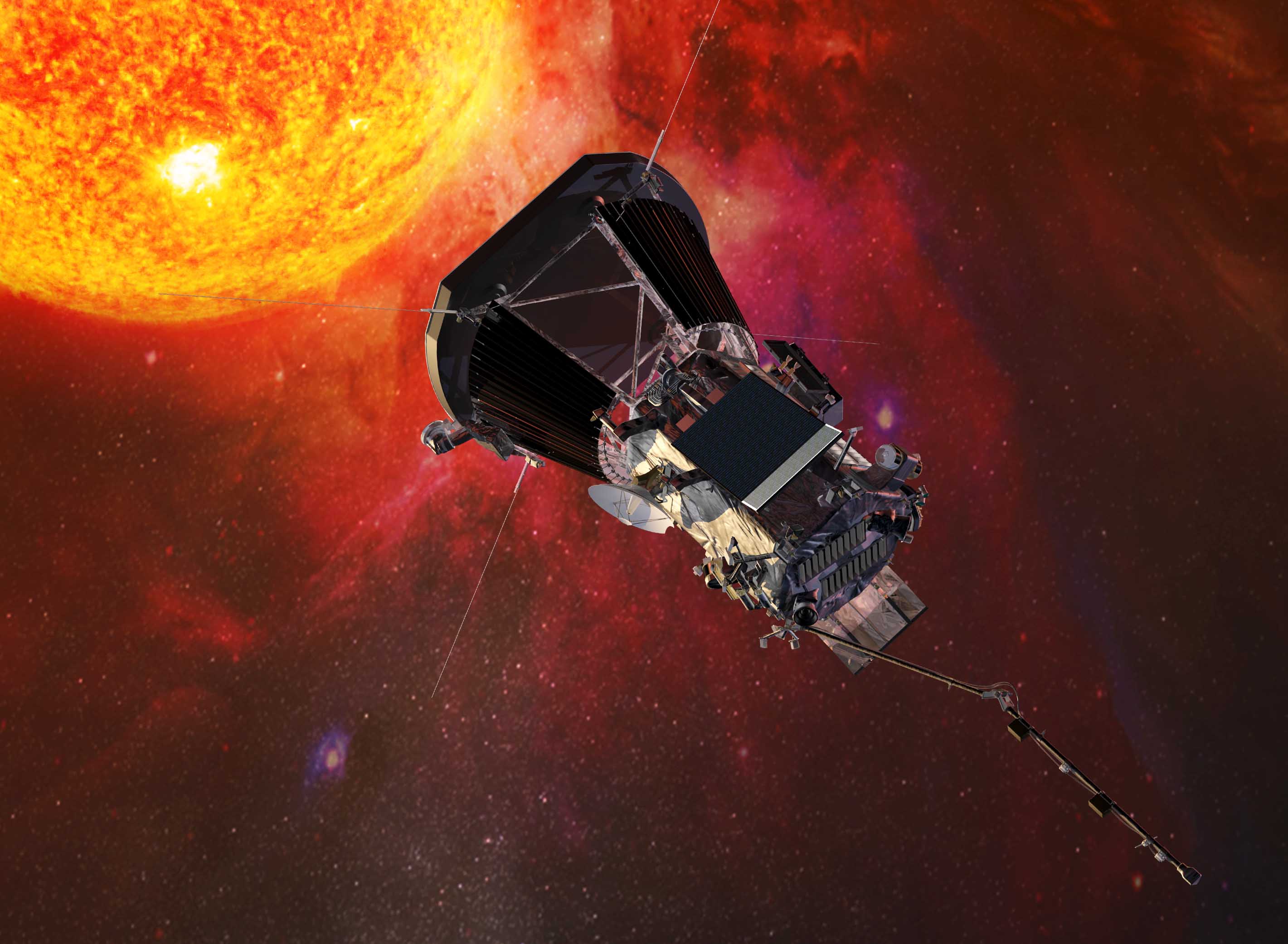 An artists impression of the Parker Solar Probe close to the Sun. Image: NASA