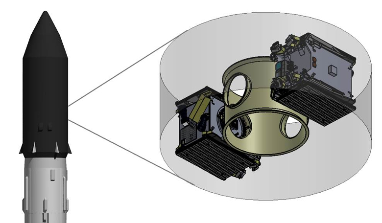 The ILS Proton Breeze M vehicle with its anticipated SPACE DRONE™ spacecraft payload. Image: ILS