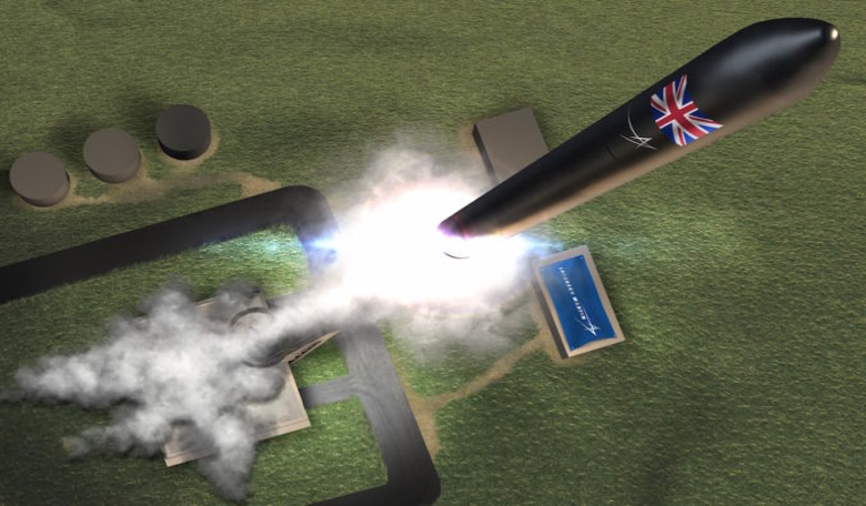 Artist’s concept of a rocket lifting off from the U.K.’s first vertical orbital launch site in northern Scotland. Image: Lockheed Martin