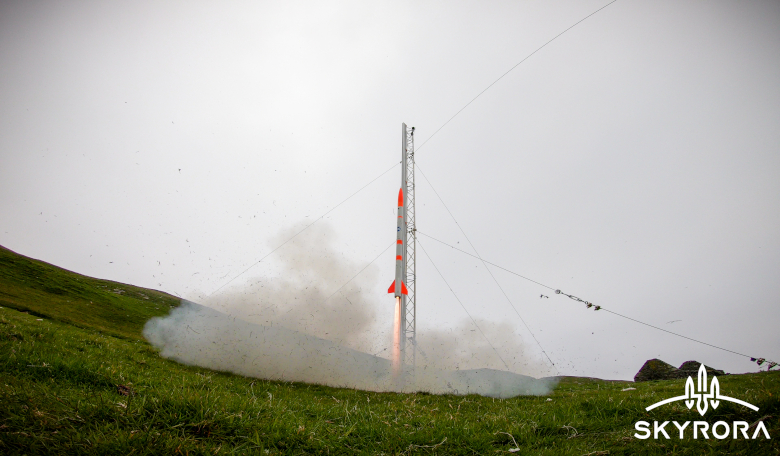 Skyrora's Skylark Nano rocket gets ready for launch at a remote facility in Scotland. Image: Skyrora