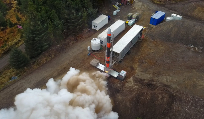 Skyrora's Skylark-L launch vehicle undergoing a vertical static firing test at the company's Kildemorie Estate in North Scotland. Image: Skyrora