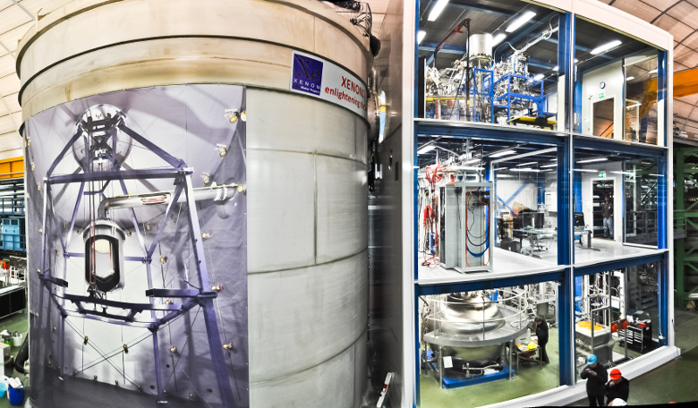 The underground XENON1T installation in the hall of Laboratori Nazionali del Gran Sasso. Photo by Robert Corrieri and Patrick De Perio