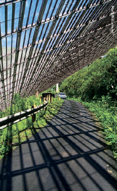 The road below the telescope’s main reflector dish.