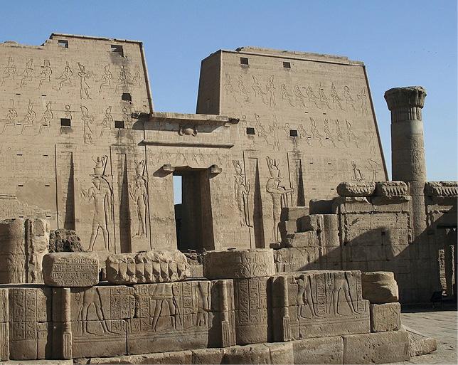 Pylon of the temple of Horus in Edfu, Egypt.