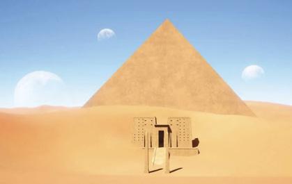 Pyramid, pylon and obelisks on the planet Abydos, from Stargate.