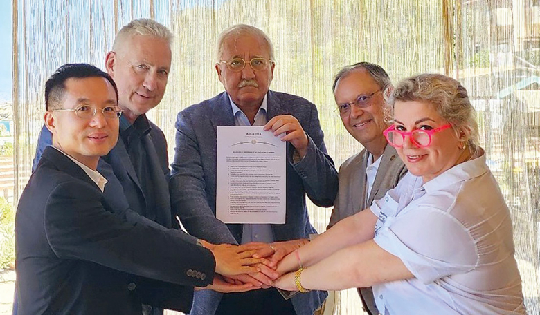 Dr Igor Ashurbeyli, Head of Nation of Asgardia (pictured centre) with (from left), Yun Zhao, Supreme Justice of Asgardia; Lembit Öpik, Chair of Parliament of Asgardia; Dumitru-Dorin Prunariu, Head of Administration to the Head of Nation of Asgardia; and Lena De Winne, Prime Minister of Asgardia.