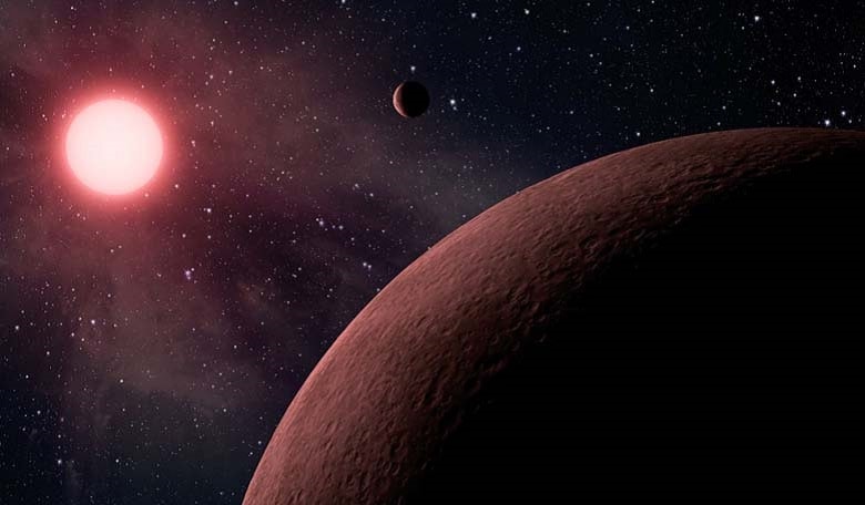 An artists impression of an exoplanet system. Image credit: adapted from an image from NASA.