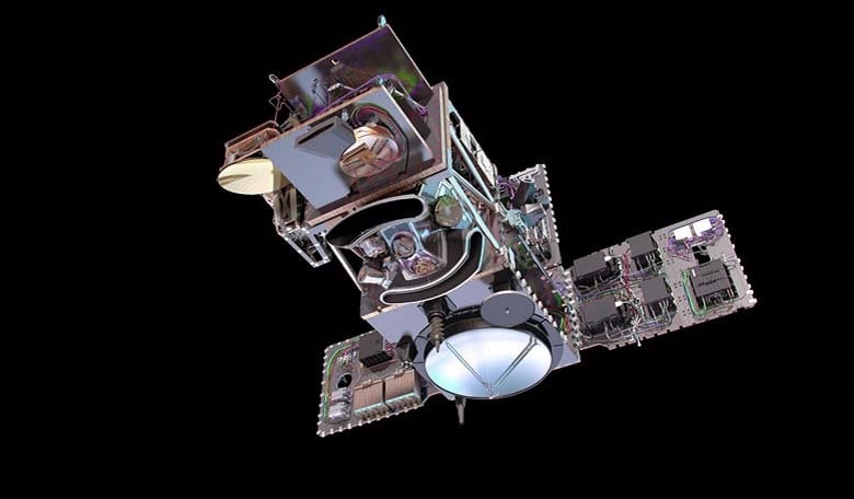 Each Sentinel-3 satellite carries four instruments that work together to provide systematic measurements of Earth’s oceans, land, ice and atmosphere. Image credit: ESA/ATG medialab