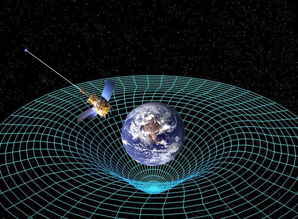 Two-dimensional illustration of how mass in the Universe distorts space-time. Image credit: NASA