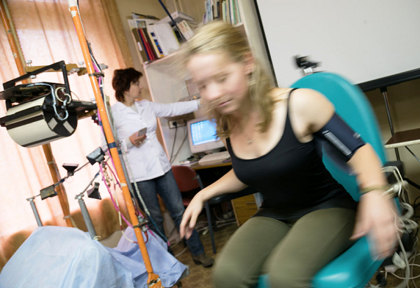 Polina Kuznetsova during vestibular tolerance testing