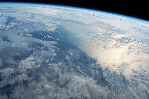 A typical view of Earth from the Space Station’s Cupola, a series of special windows that allow 360 degree views, during Cristoforetti’s mission